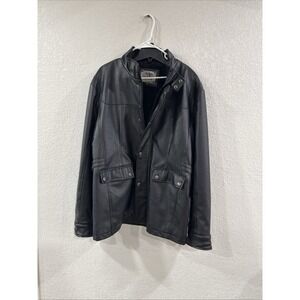 A Collezioni Leather Coat XXL Black Full Zip Made In Italy Soft Leather